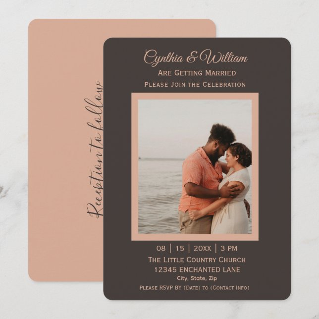 Simple Elegant Custom Photo Wedding Inbjudningar (Fram/baksida)