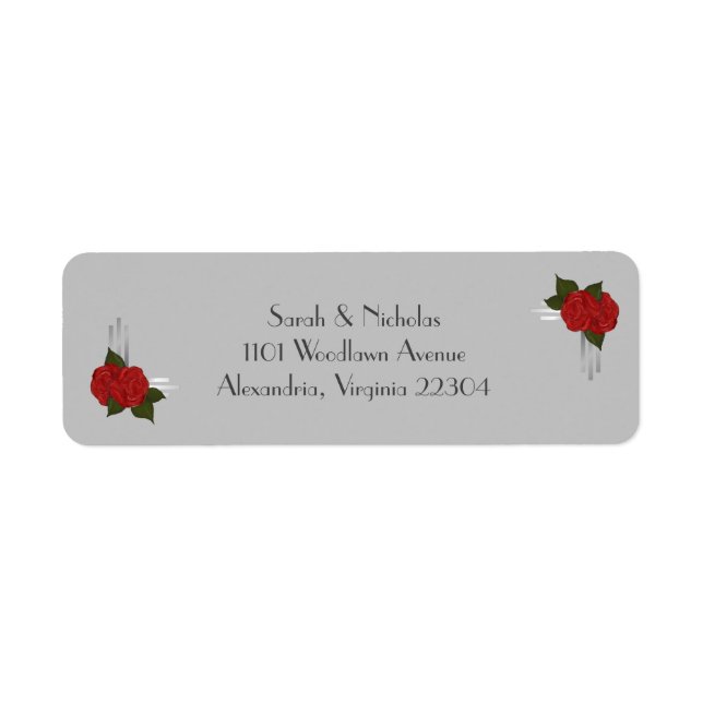 Simple Elegant Deco Rose Address Labels Returadress Etikett (Framsidan)