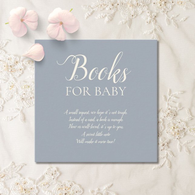 Simple Elegant Dusty Blue Books for Baby Tilläggskort (Skapare uppladdad)