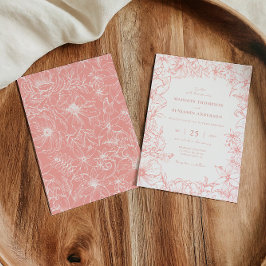 Simple Elegant Dusty Pink Floral Garden Wedding Inbjudningar