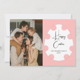 Simple Elegant Egg Happy Easter Family Photo Julkort