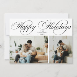 Simple Elegant Family 2 Photo Collage Christmas Julkort