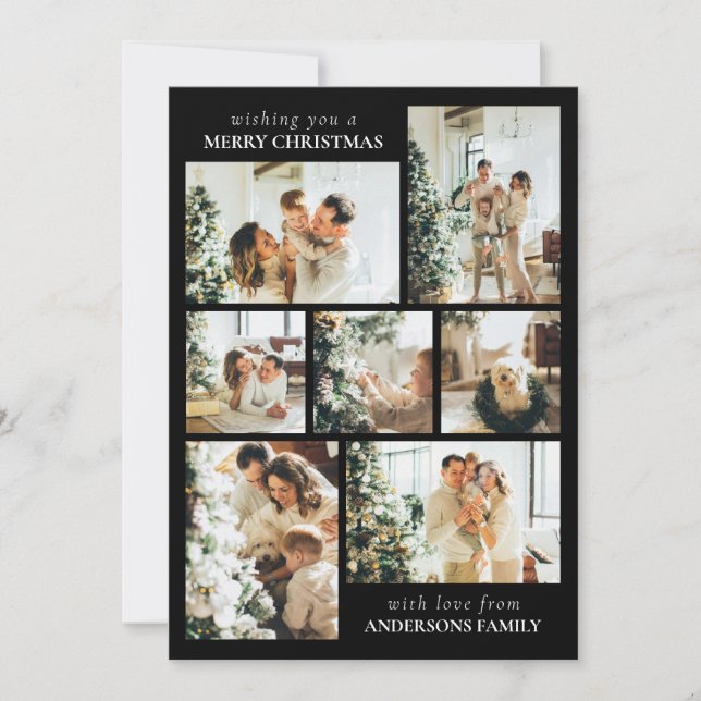 Simple Elegant Family Photo Collage Christmas Julkort (Framsida)