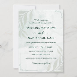 Simple Elegant Floral Corners Wedding Invitation Inbjudningar
