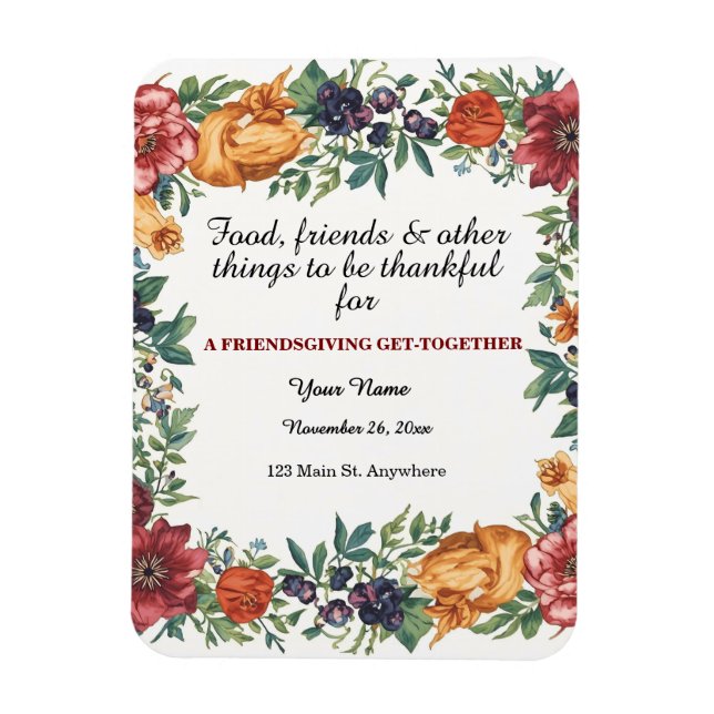 Simple Elegant Floral Friendsgiving  Magnet (Vertikal)