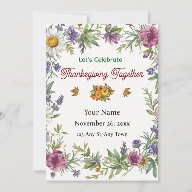 Simple Elegant Flower Framed Friendsgiving Inbjudningar (Framsida)