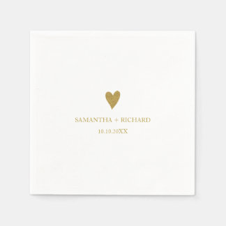 Simple Elegant Gold Heart Wedding Personalized Pappersservett
