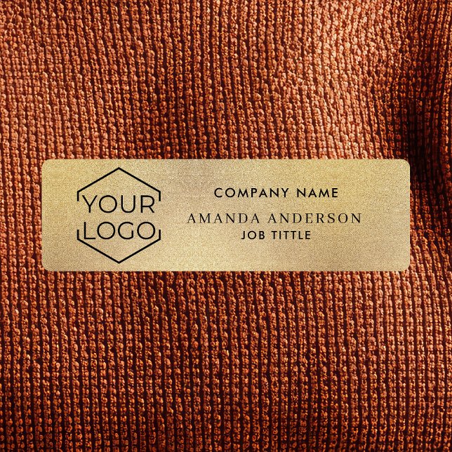 Simple Elegant Gold Logo Employee Plastic  Namnbricka (Skapare uppladdad)