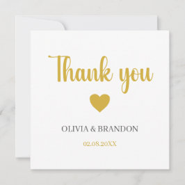 Simple Elegant Gold Wedding Thank You Note Card Tack Kort