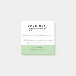 Simple Elegant Green White Salon Appointment Post-it Block