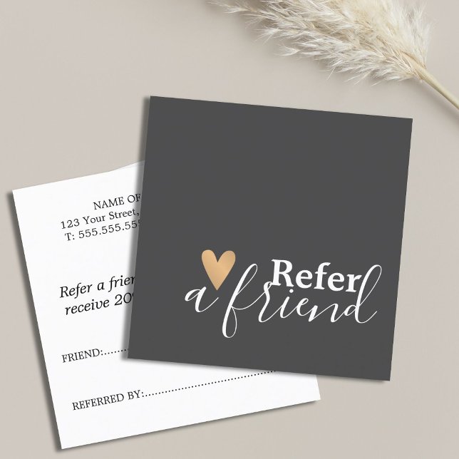 Simple Elegant Grey White Faux Gold Heart Rabattkort (Skapare uppladdad)