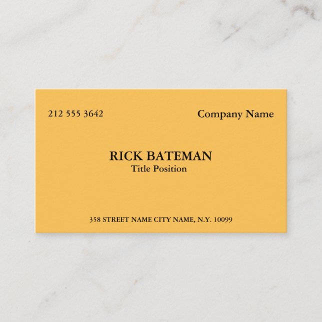Simple Élégant Jaune Moutarde Visitkort (Framsida)