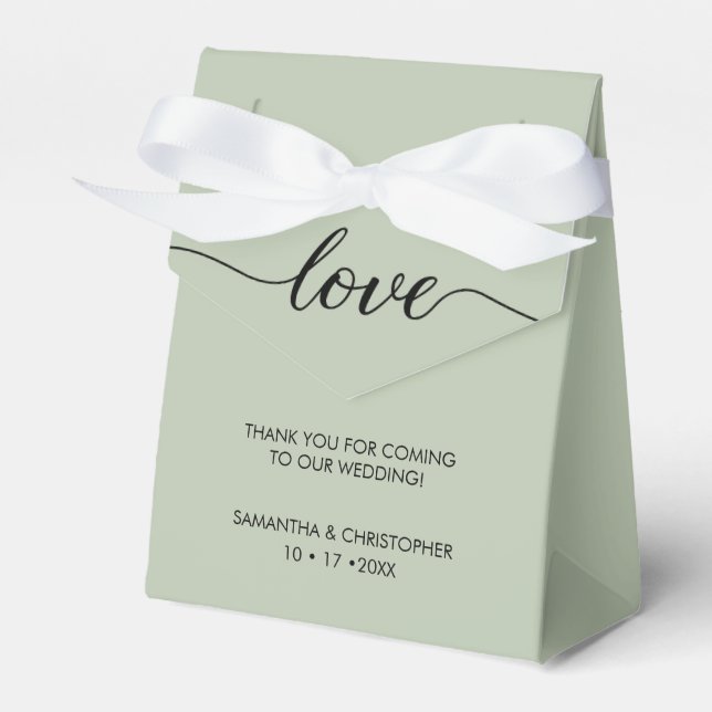 Simple & Elegant Love Wedding ScrIpt Sage green  Presentaskar (Framsidan Sidan)