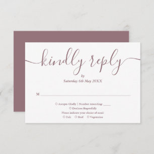 Simple Elegant Mauve Script Meal Choice OSA