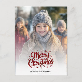 Simple Elegant Merry Christmas Photo Card Gradient Helg Vykort