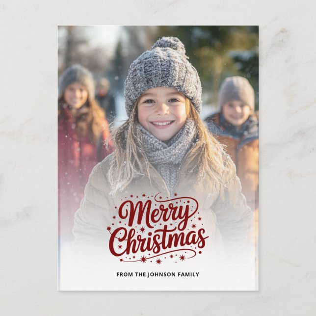 Simple Elegant Merry Christmas Photo Card Gradient Helg Vykort (Framsida)