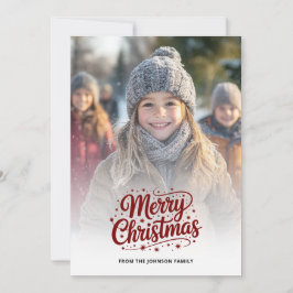 Simple Elegant Merry Christmas Photo Card Gradient Julkort