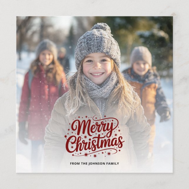 Simple Elegant Merry Christmas Photo Card Gradient Julkort (Framsida)