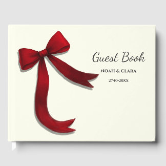 Simple Elegant Minimalist Red Bow Gästböcker
