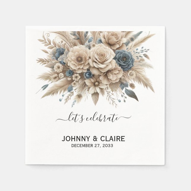 Simple Elegant Modern Boho Pampas Grass Classic Pappersservett (Framsidan)