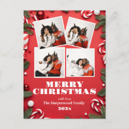 simple elegant Modern Family Christmas Photo Helg Vykort