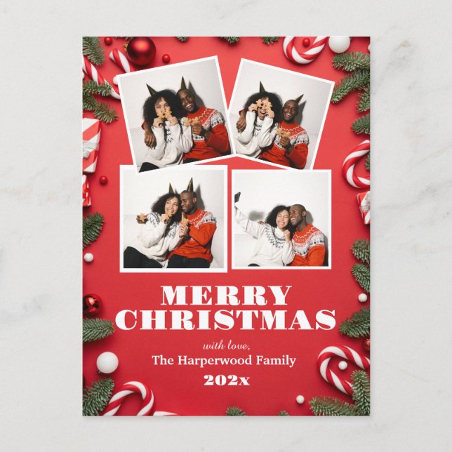 simple elegant Modern Family Christmas Photo Helg Vykort (Framsida)