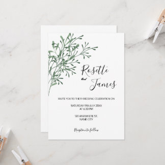 Simple Elegant Modern Greenery wedding Invitation Inbjudningar