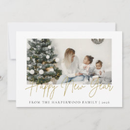 Simple Elegant Modern Happy New Year One Photo Julkort