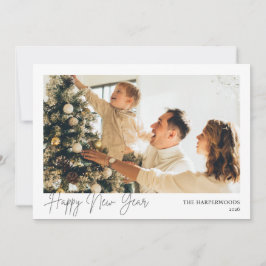 Simple Elegant Modern Happy New Year One Photo Julkort