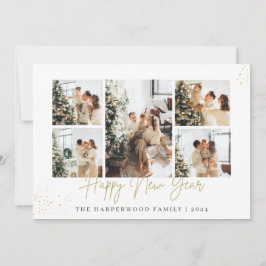 Simple Elegant Modern Happy New Year Photo Collage Julkort