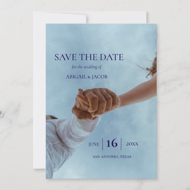 Simple Elegant Modern Photo Wedding Save the Date Inbjudningar (Framsida)