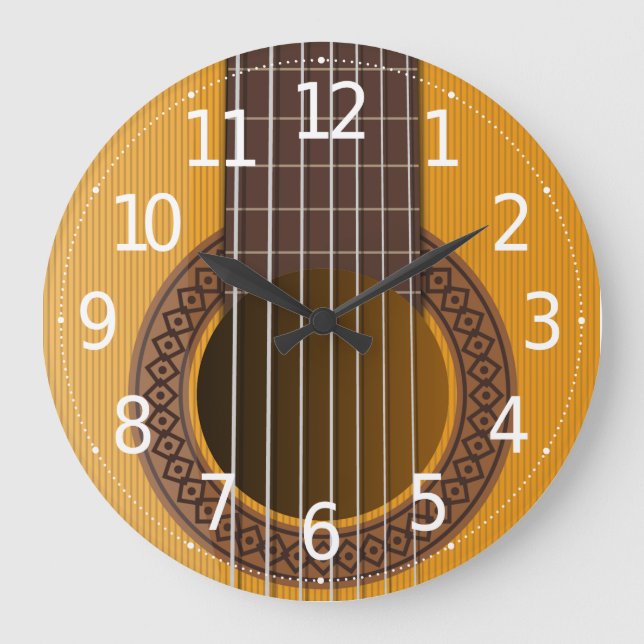 Simple Elegant Musical Guitar | Väggklocka (Framsida)