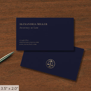 Simple Elegant Navy Blue Lawyer Visitkort