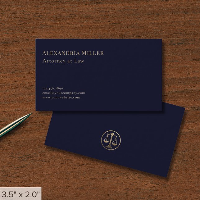 Simple Elegant Navy Blue Lawyer Visitkort (Skapare uppladdad)