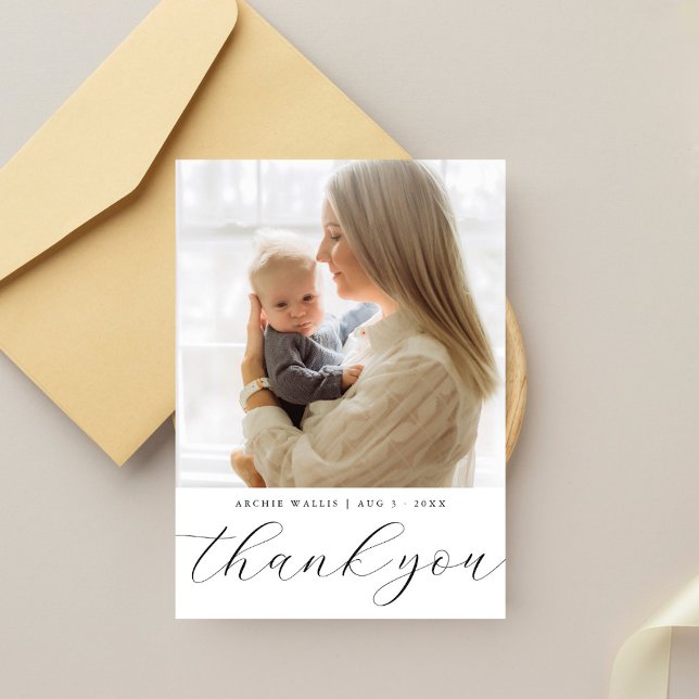 Simple Elegant One Photo Baby Shower Tack Kort (Skapare uppladdad)
