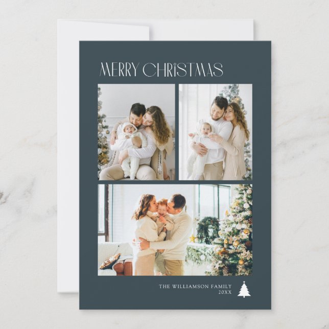 Simple elegant photo collage christmas julkort (Framsida)
