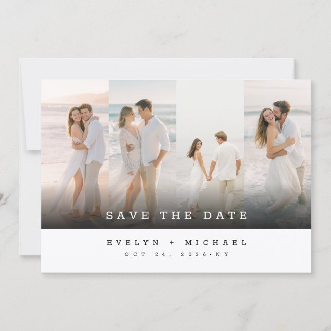 Simple Elegant Photo Collage Wedding Save The Date Inbjudningar (Framsida)
