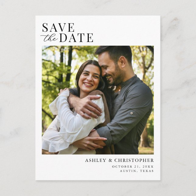 Simple Elegant Photo Wedding Save the Date Meddelande Vykort (Framsida)