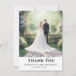 Simple Elegant Photo Wedding Thank You Card Notes Tack Kort
