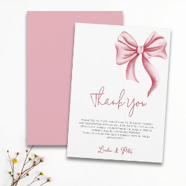 Simple Elegant Pink Bow Baby Shower Tack Kort