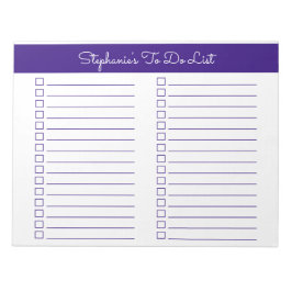 Simple Elegant Purple 8.5x11 Two Column Checklist Anteckningsblock
