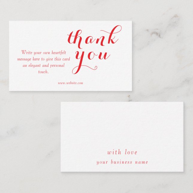 Simple Elegant Red Script Business Order Thank You Visitkort (Fram/baksida)
