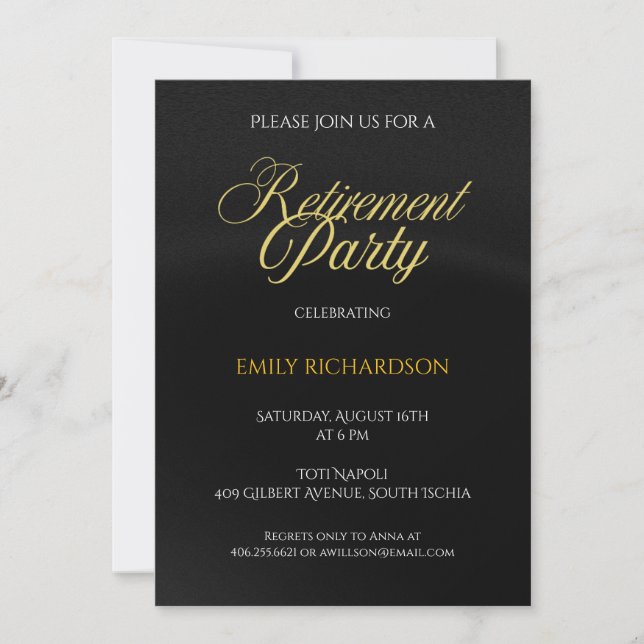 simple elegant Retirement Party Invitation Inbjudningar (Framsida)