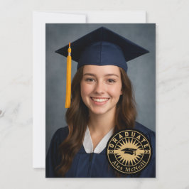 Simple Elegant Round Emblem & Photo Graduation Inbjudningar