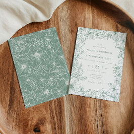 Simple Elegant Sage Green Floral Garden Wedding Inbjudningar