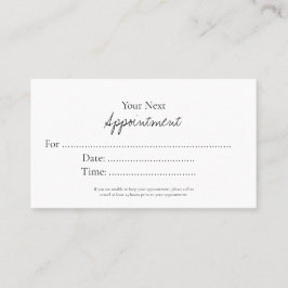 Simple Elegant Script Appointment Card Tidsbeställning Kort