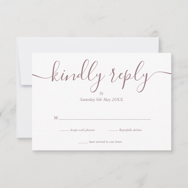Simple Elegant Script Mauve OSA Kort (Framsida)