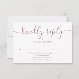 Simple Elegant Script Mauve Photo Bröllop OSA Kort