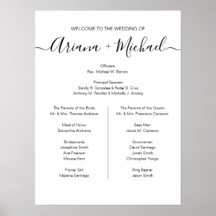 Simple elegant Script Wedding Sign Bridal party Poster