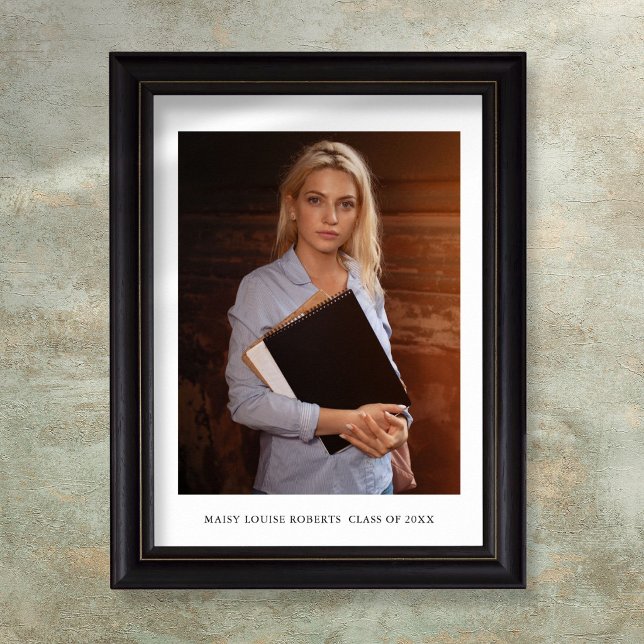 Simple Elegant Student Photo and Namn Poster (Simple Elegant Graduate Photo and Name Poster)